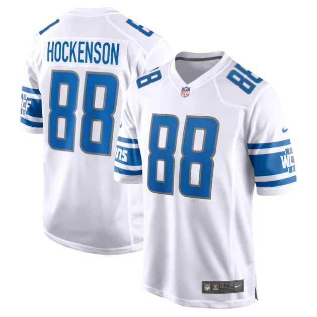 mens nike tj hockenson white detroit lions game jersey